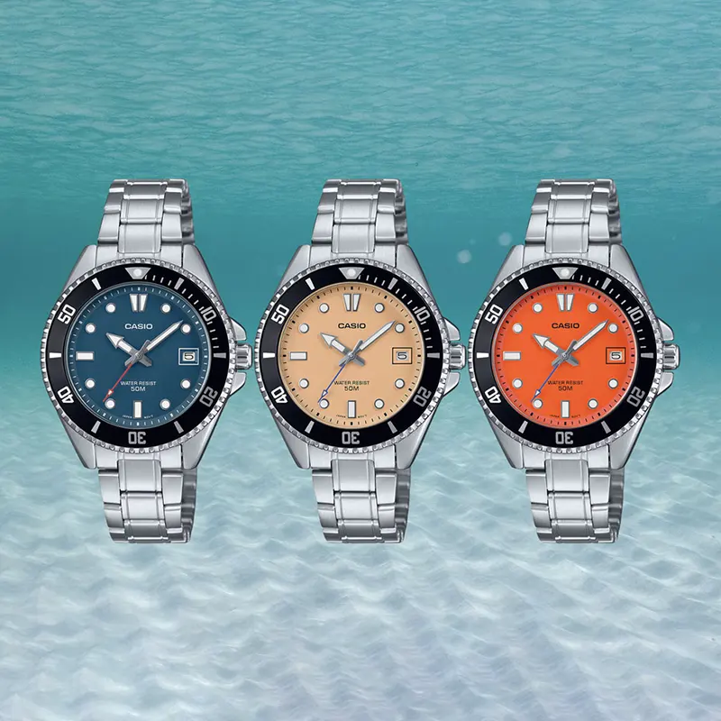 Casio Standard Japan Quartz Salmon Dial Watch-  MDV-10D-4A2V